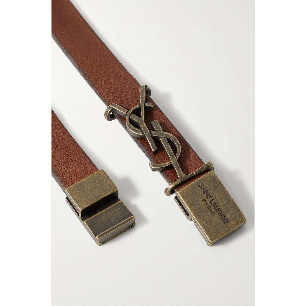 SAINT LAURENT
Cassandre leather and gold-tone bracelet NWT